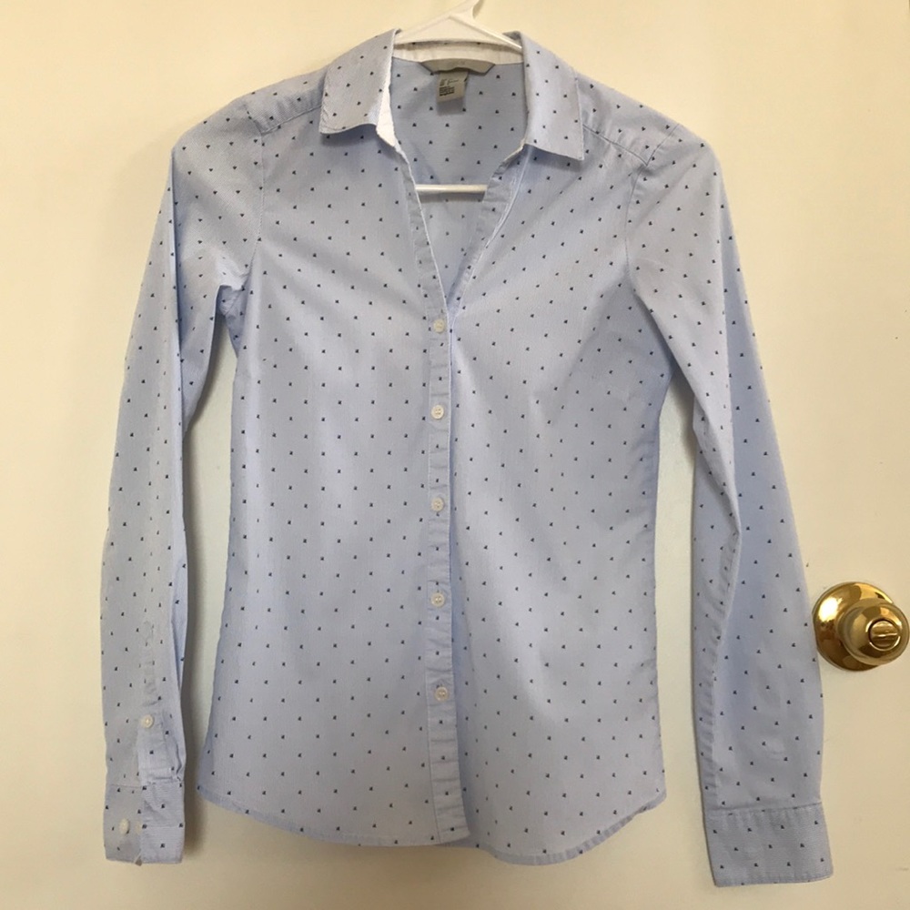 H&M blue printed long sleeves shirt / bouse